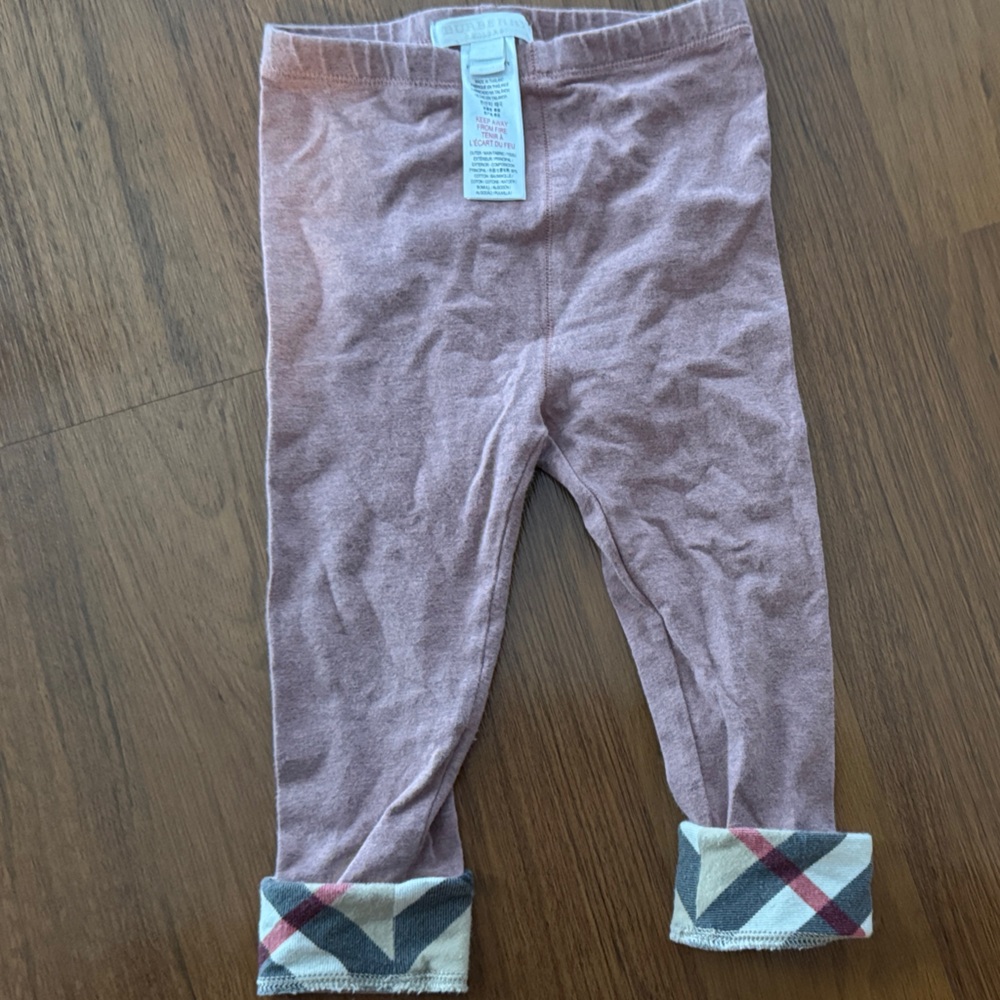 Burberry Pink Check Cuff Kids Leggings